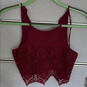 Maroon crop top from GARAGE